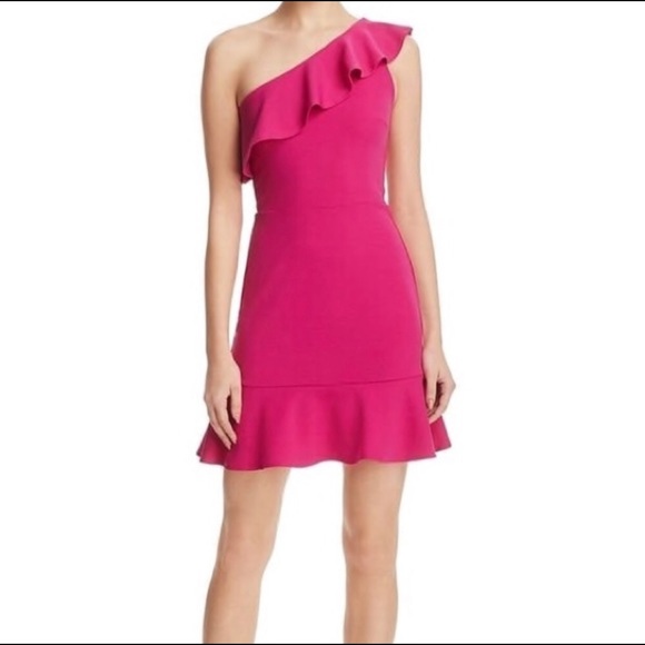 Aqua Dresses & Skirts - Aqua, one shoulder, fuschia cocktail dress, size M